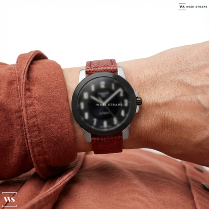 Red Lizard Grain Leather Watch Strap on Tissot T-Sport Gentleman Swissmatic Automatic Black Dial Men's Watch