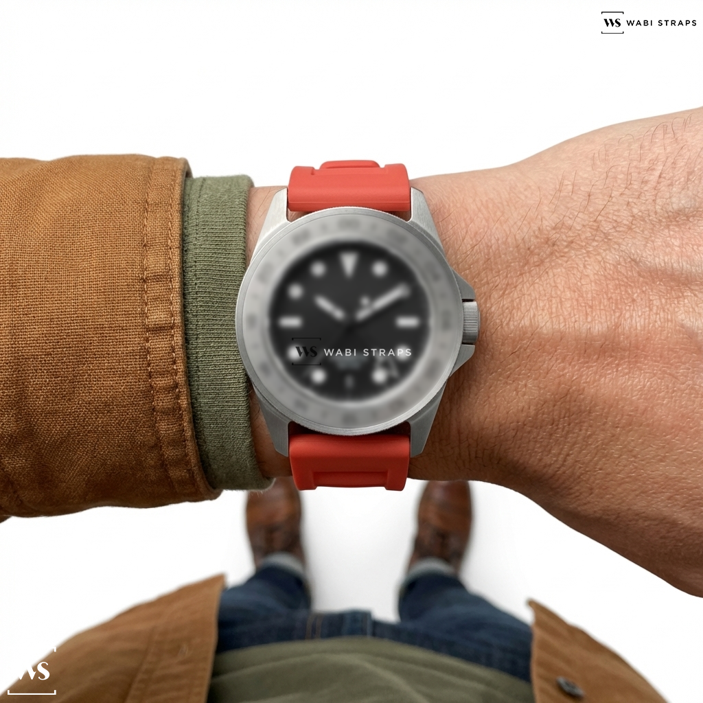 Red Vented Silicone Watch Strap on Unimatic Modello Quattro U4-GMT Limited Edition