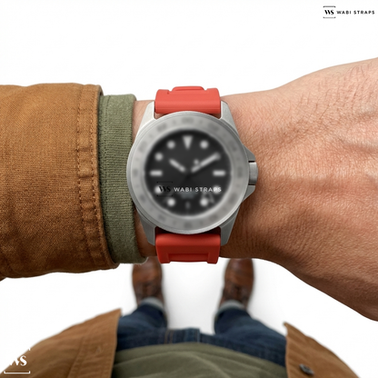 Red Vented Silicone Watch Strap on Unimatic Modello Quattro U4-GMT Limited Edition
