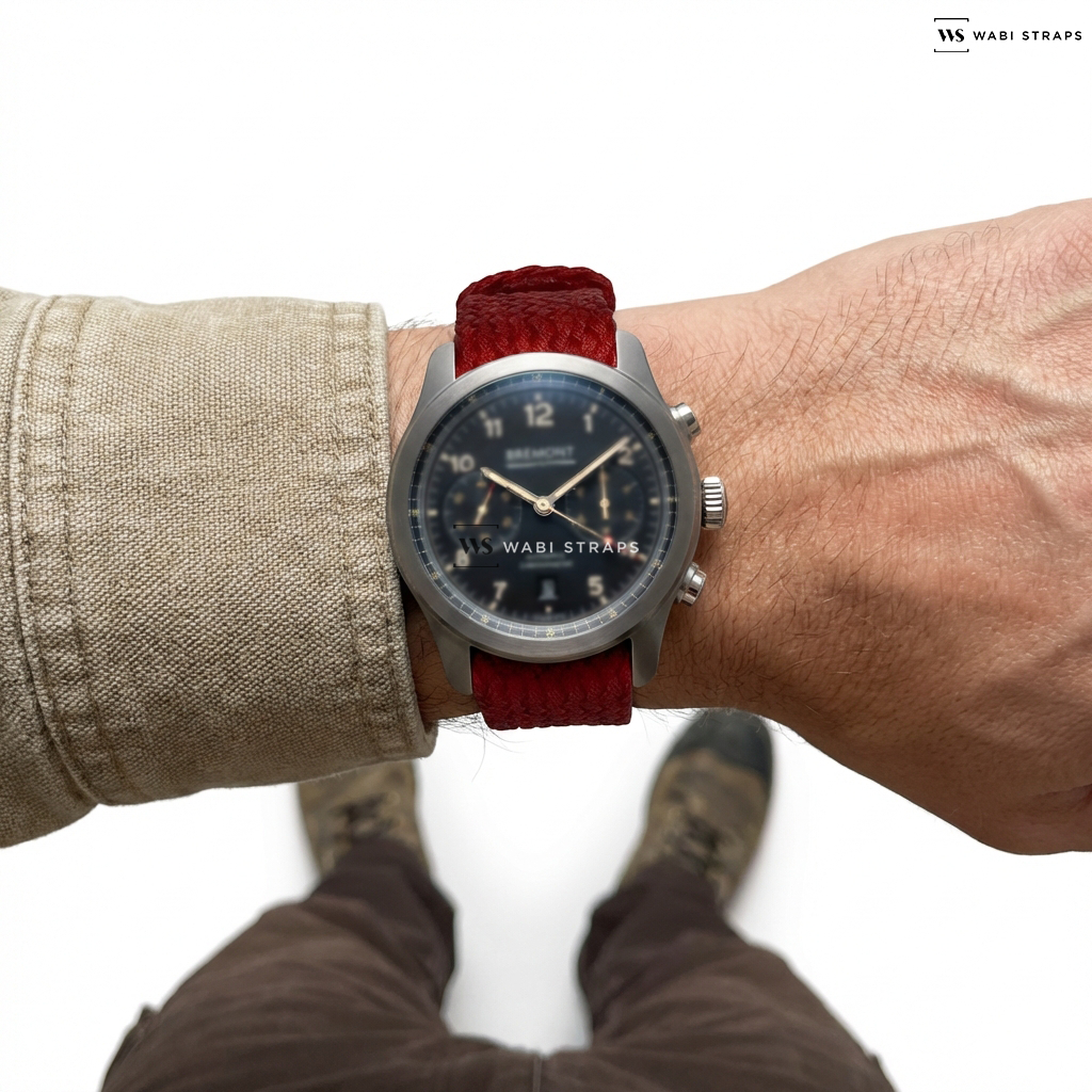 Red Solid Plain Nylon Watch Strap on Bremont ALT1-C Griffon