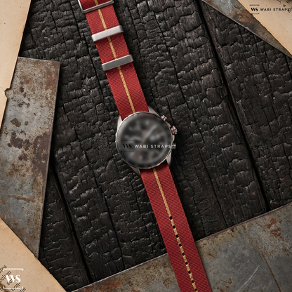 Brown/Red 3-Stripe Nylon Watch Strap on TAG Heuer Formula 1 Calibre 16 44mm Automatic Chronograph Mens Watch CAZ2012.BA0970