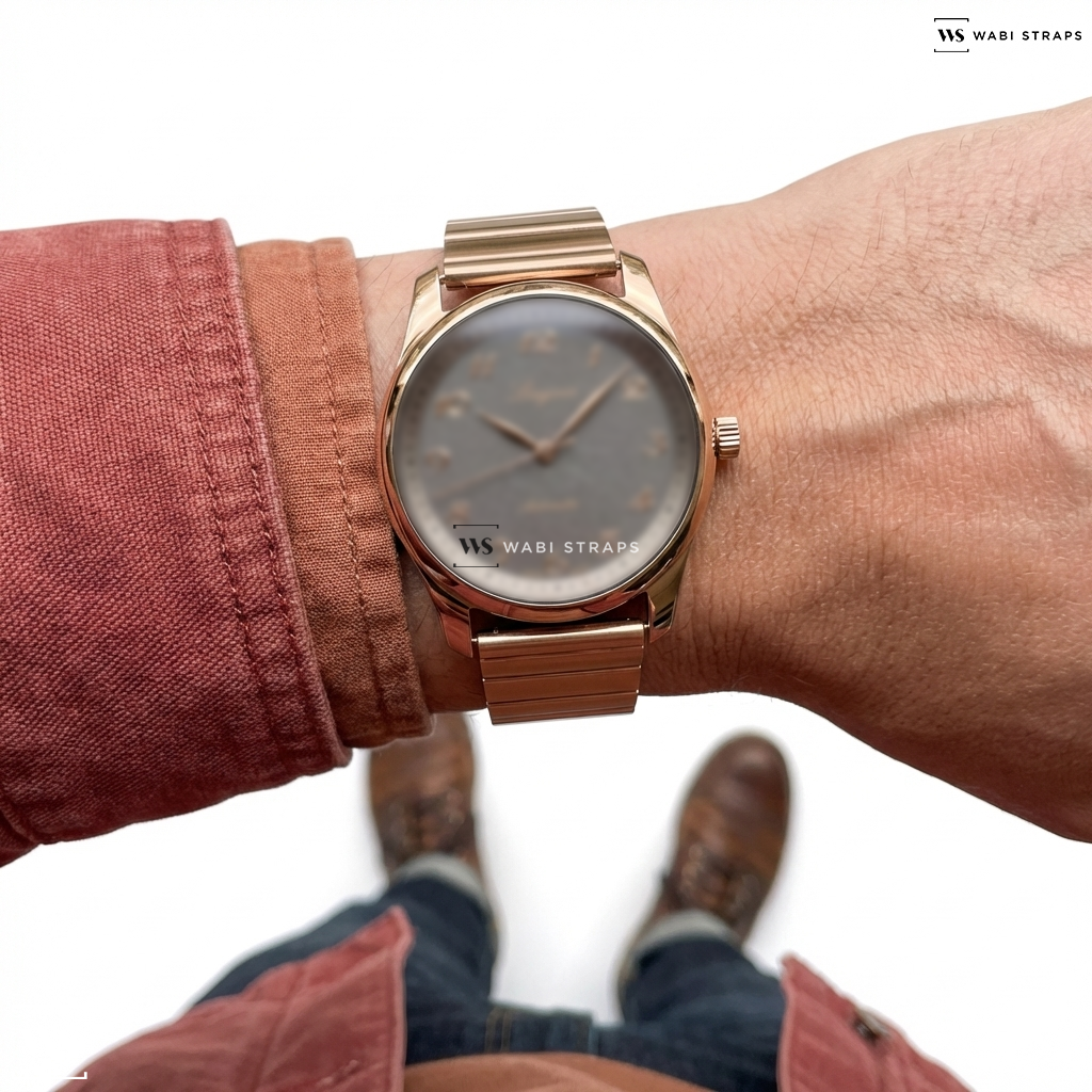 Rose Gold Single Link Metal Watch Bracelet on Longines Master Collection Limited Edition 190th Anniversary Edition 40mm Mens Watch L27938732