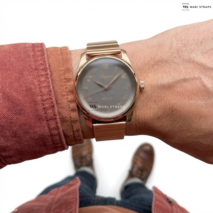 Rose Gold Single Link Metal Watch Bracelet on Longines Master Collection Limited Edition 190th Anniversary Edition 40mm Mens Watch L27938732