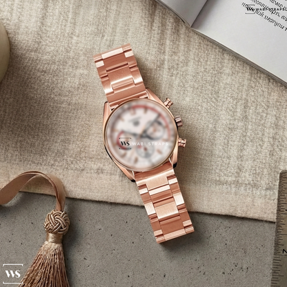 Rose Gold Oyster Metal Watch Bracelet on TAG Heuer Carrera Chronosprint X Porsche Special Edition 42mm Mens Watch Beige CBS2040.FC8318