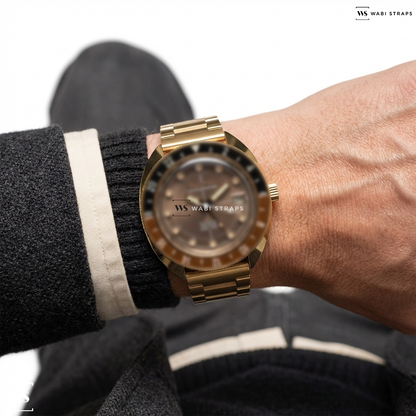 Rose Gold Oyster Metal Watch Bracelet on Bulova Oceanographer GMT
