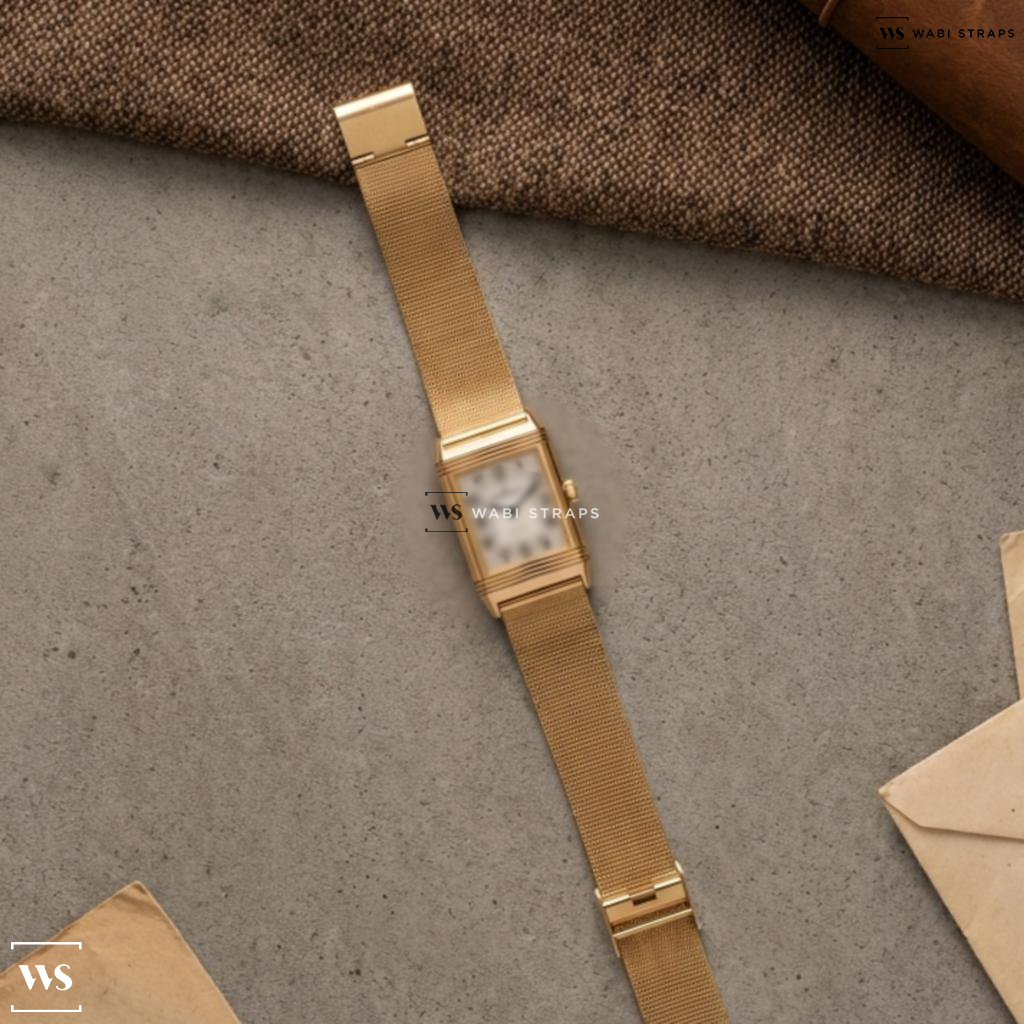 RoseGold Fine Metal Link Metal Watch Bracelet on JLC 18k Reverso