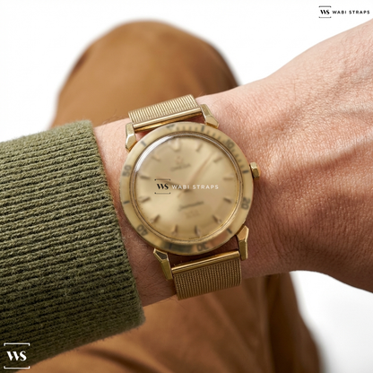 RoseGold Fine Metal Link Metal Watch Bracelet on Omega Seamaster 16