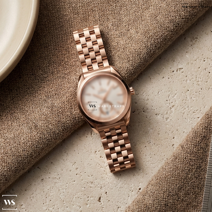 Rose Gold Brick Metal Watch Bracelet on Omega Seamaster Aqua Terra 150M Co?Axial Master Chronometer Small Seconds 41mm O22050412102002
