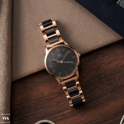 Black H-Link Metal Watch Bracelet on Daniel Wellington Iconic Link