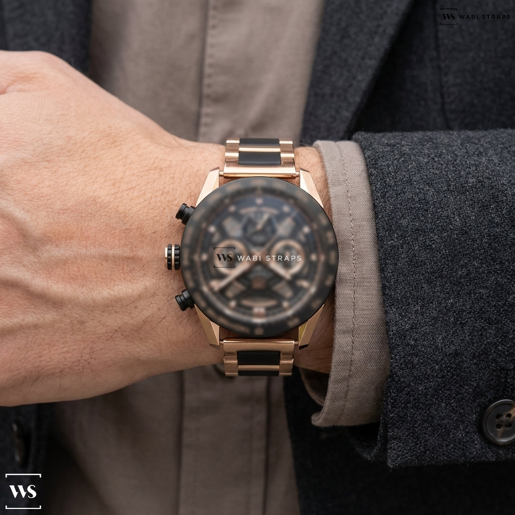 Black H-Link Metal Watch Bracelet on TAG Heuer Carrera Chronograph Extreme Sport 44mm Mens Watch Gold CBU2050.FT6273