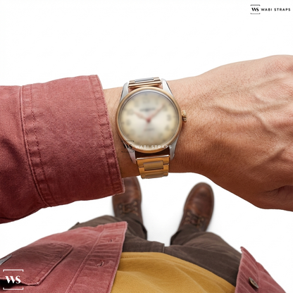 White H-Link Metal Watch Bracelet on Montblanc 1858 Automatic Mens Watch 119065