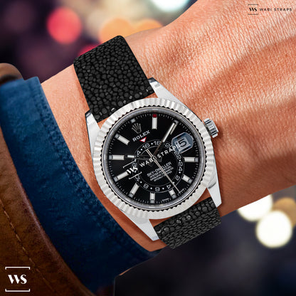 Black Polished Stingray Skin Strap