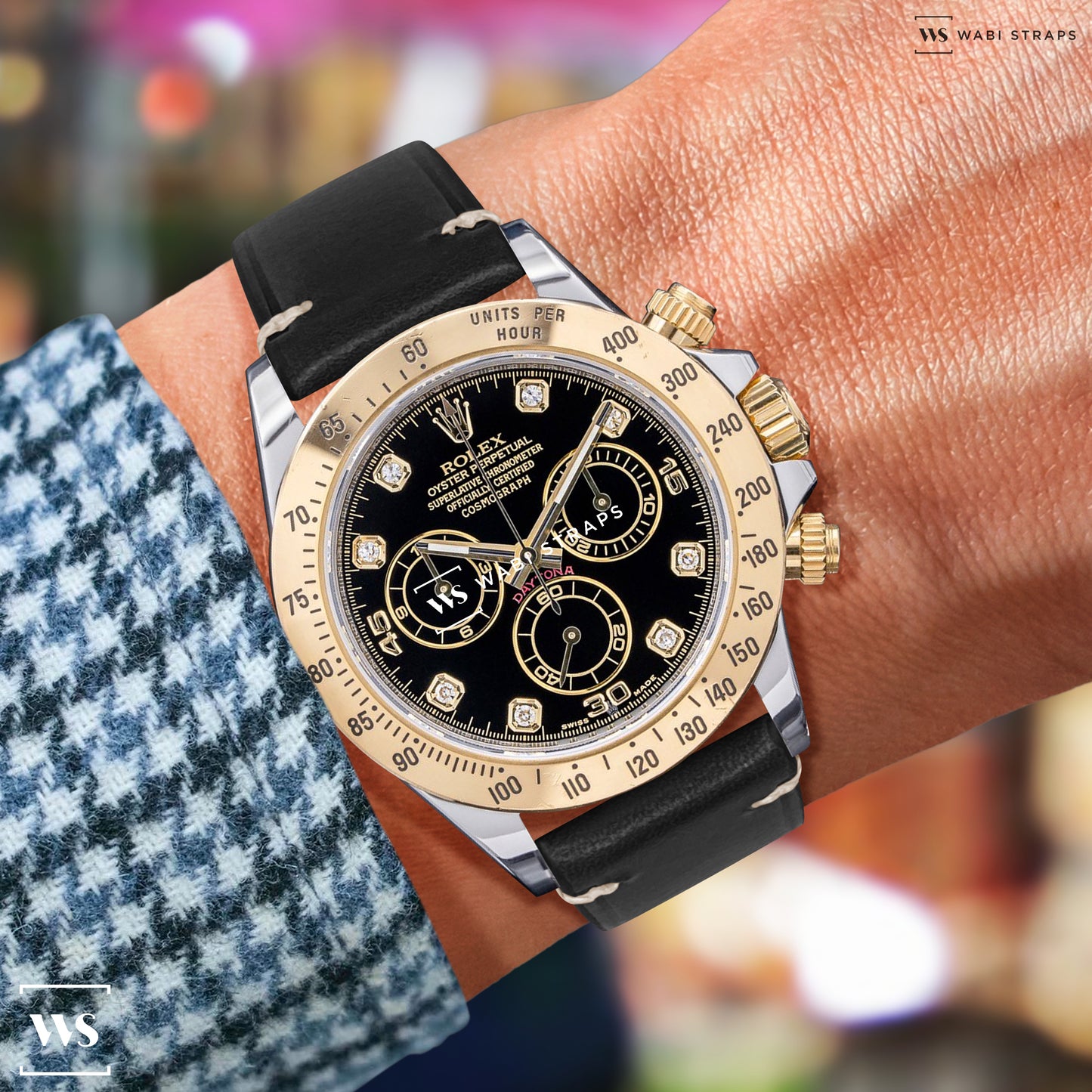 Black Two Stitch Oiled Leather Strap