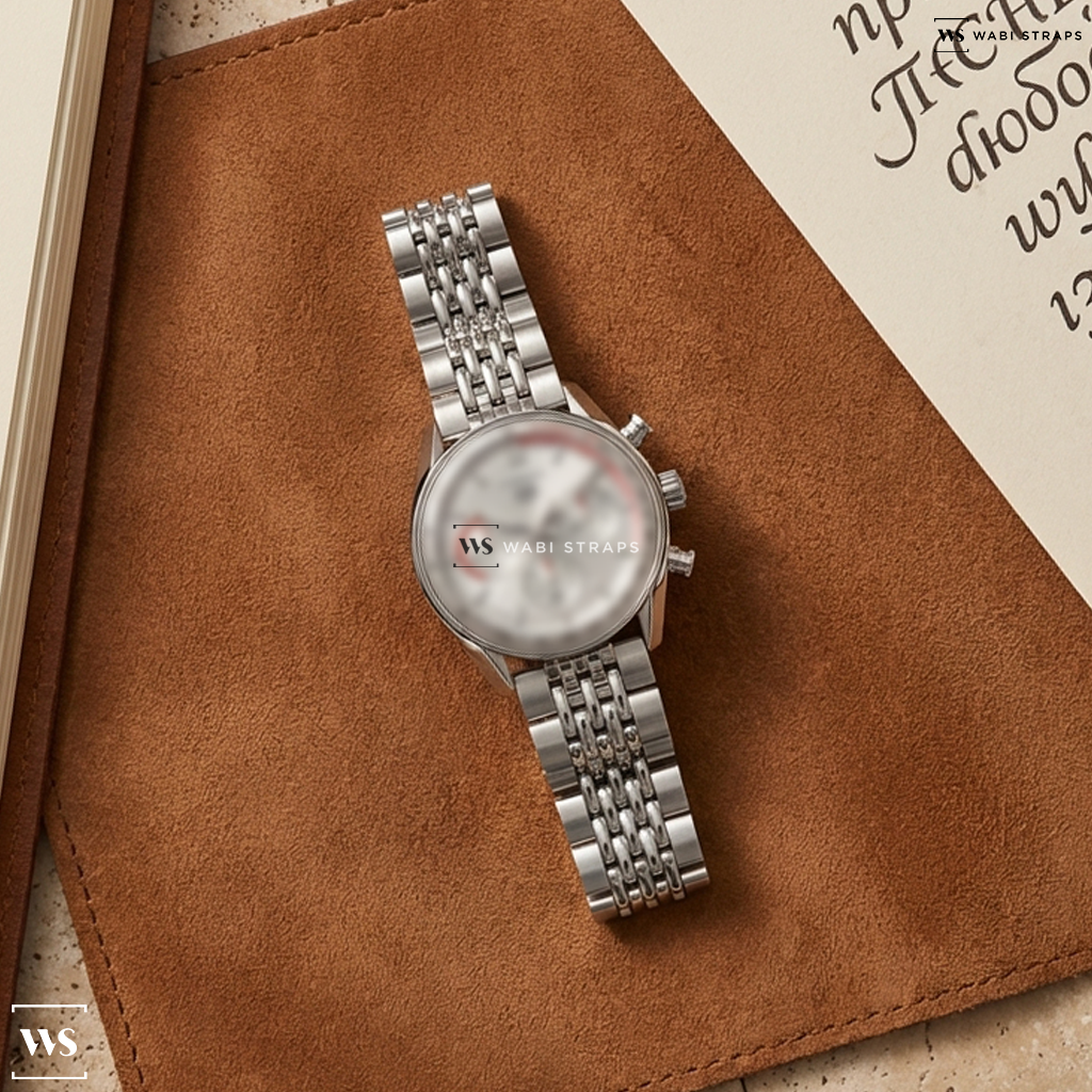 Silver 5-Row Rice Beads Metal Watch Bracelet on TAG Heuer Carrera Chronosprint X Porsche Special Edition 42mm Mens Watch Silver CBS2011.FC6529