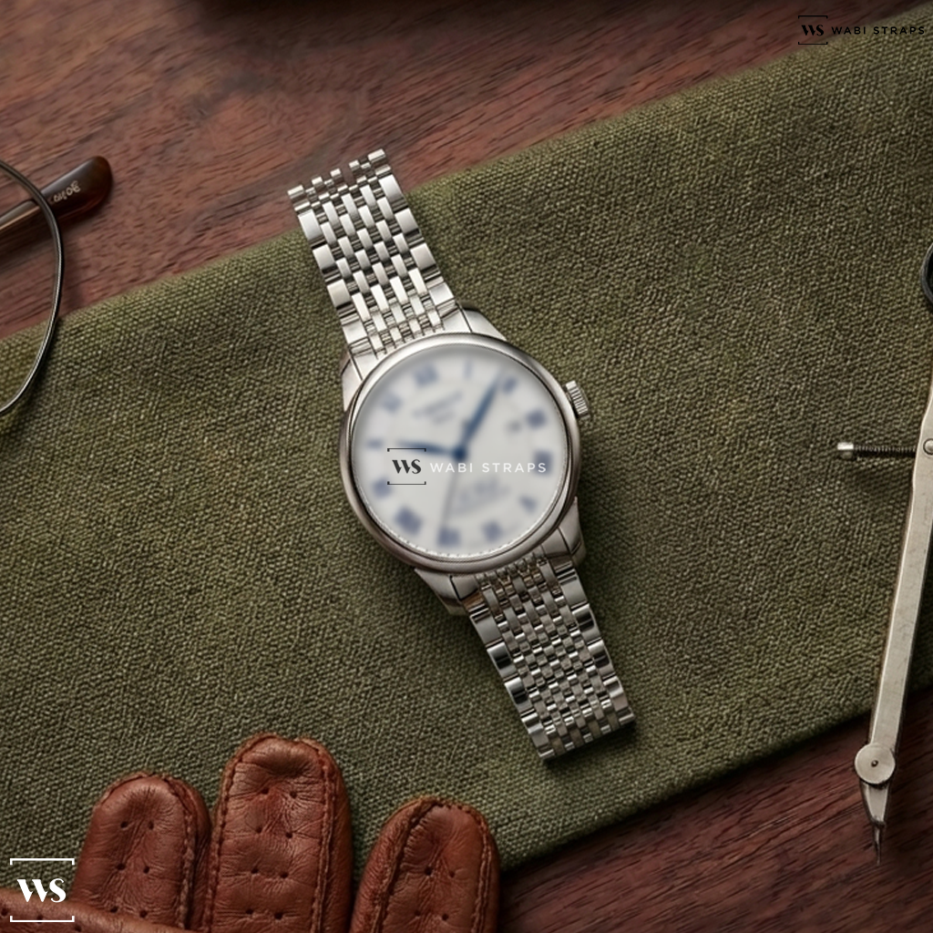 Silver 9-Row Rice Beads Metal Watch Bracelet on Tissot Tissot Le Locle Powermatic 80 20th Anniversary 39mm Mens Watch T0064071103303