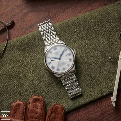 Silver 9-Row Rice Beads Metal Watch Bracelet on Tissot Tissot Le Locle Powermatic 80 20th Anniversary 39mm Mens Watch T0064071103303