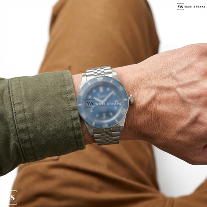 Silver Jubilee Metal Watch Bracelet on Squale 1545 Grey Bracelet