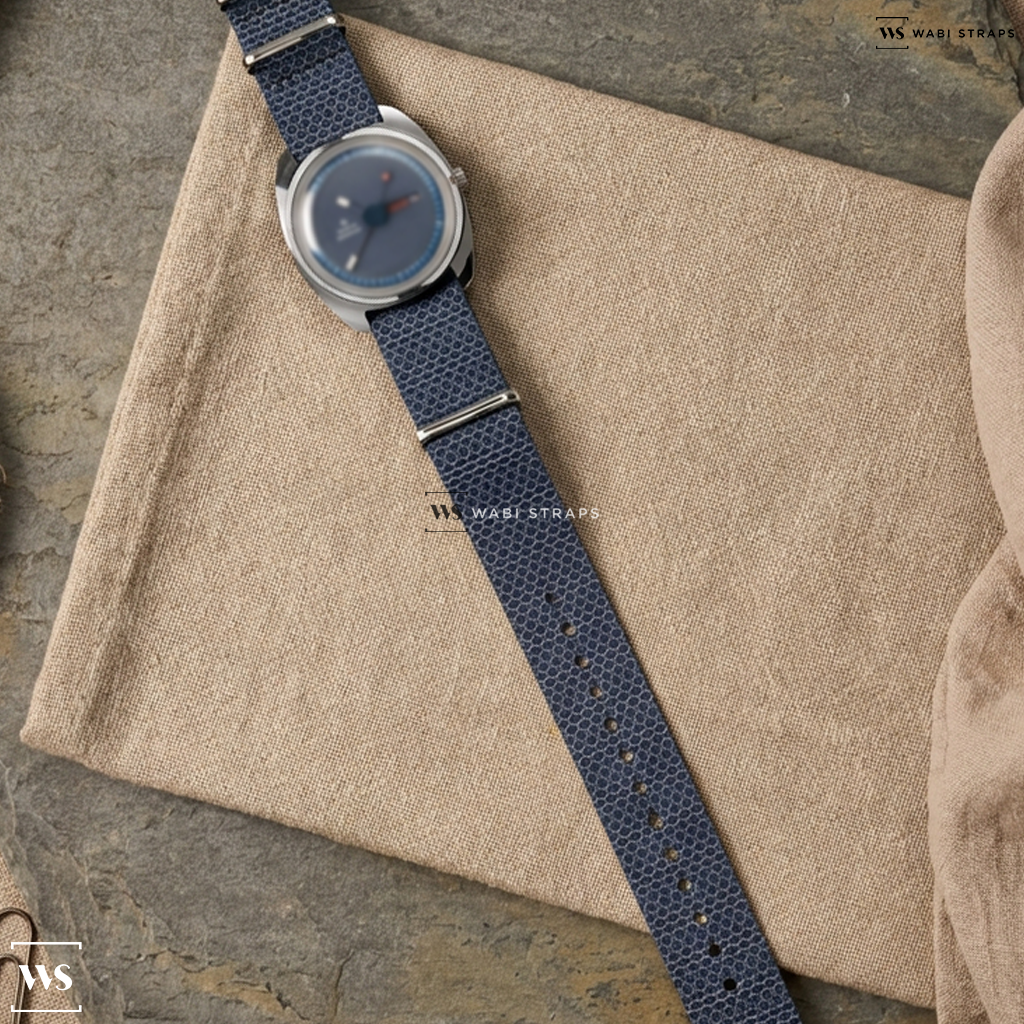 Grey/Silver Graphic Print Nylon Watch Strap on Timex Q Timex 1975 Enigma Reissue 37mm