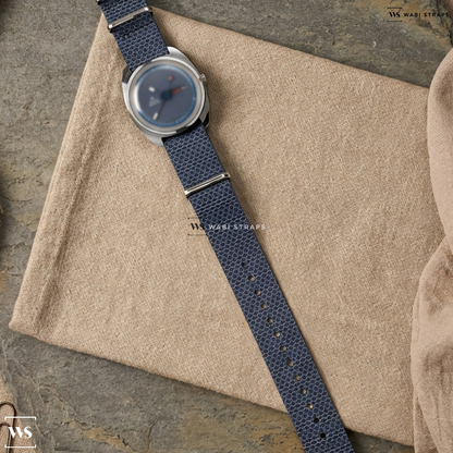 Grey/Silver Graphic Print Nylon Watch Strap on Timex Q Timex 1975 Enigma Reissue 37mm