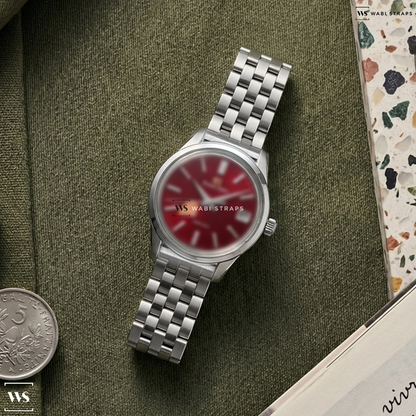 Silver Brick Metal Watch Bracelet on Grand Seiko Elegance Collection Limited Edition 40mm Mens Watch Red SBGA499