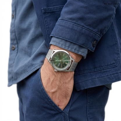 Silver Railroad Metal Watch Bracelet on Seiko Solar Watch with 40mm Stainless Steel Case and a Sapphire Crystal #SNE529