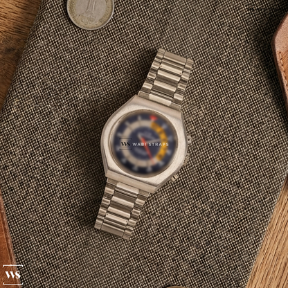 Silver Flat Link Metal Watch Bracelet on Memosail Regatta Yacht Timer Chronograph --