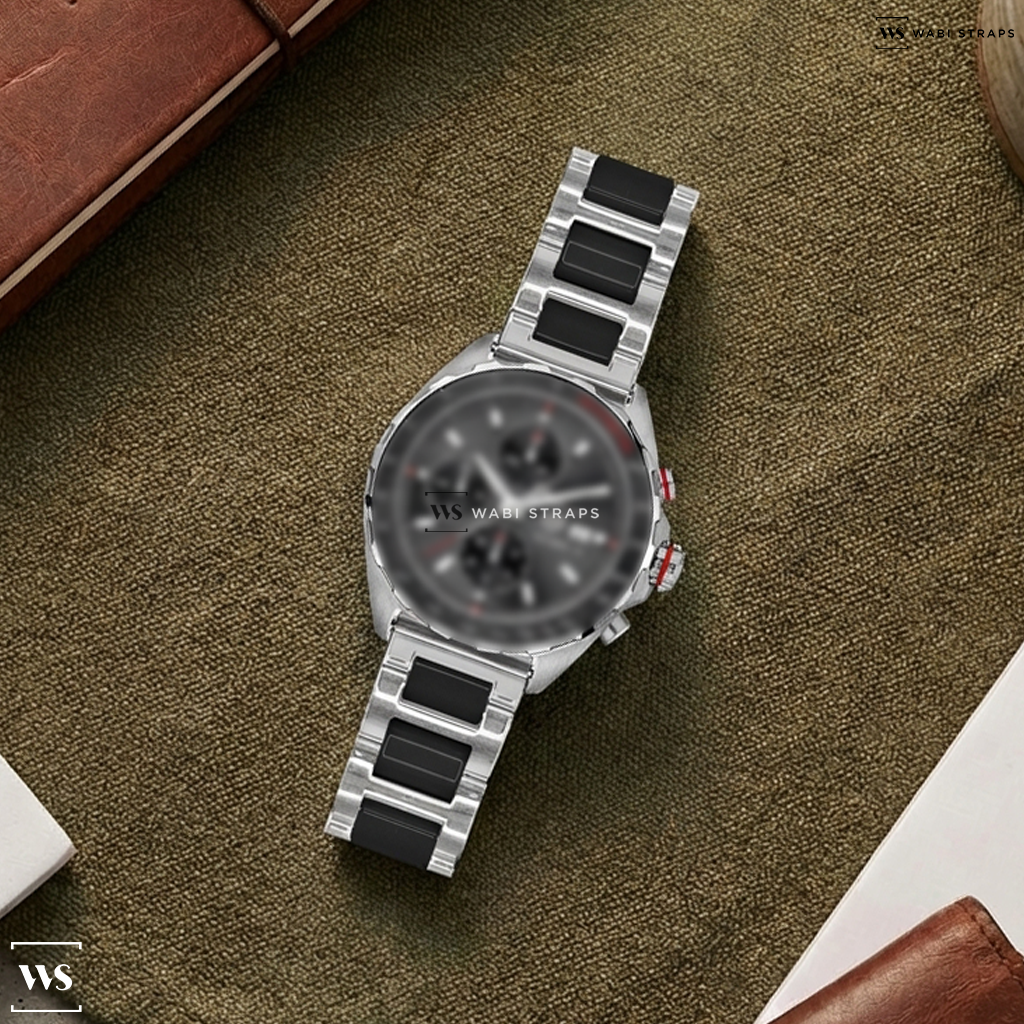 Black/Silver H-Link Metal Watch Bracelet on TAG Heuer Formula 1 Calibre 16 44mm Automatic Chronograph Mens Watch CAZ2012.BA0970