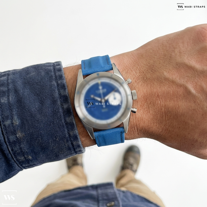 Black/Blue Hybrid Leather Watch Strap on Lorier x Worn & Wound Collaboration