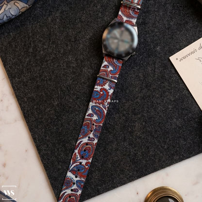 Blue/Red/White Graphic Print Nylon Watch Strap on ADPT Series 1