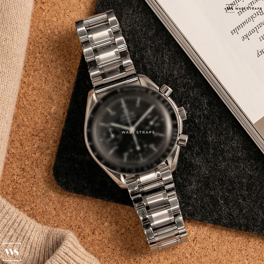 Silver Matte/Polished Steel Watch Bracelet on Omega Speedmaster Automatic 37mm