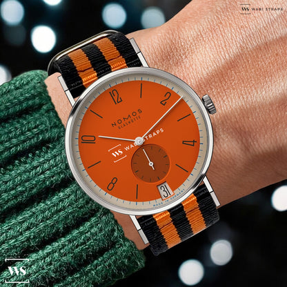Black & Orange 3-Ring Hardware Two Piece NavSpec British Military Strap