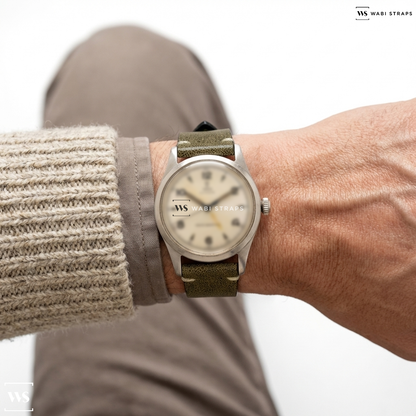 Tan Buffed Leather Watch Strap on Tudor Oyster Ref. 4540