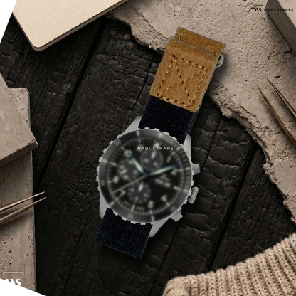 Brown Hybrid Leather Watch Strap on Laco Kiel Sport Chronograph