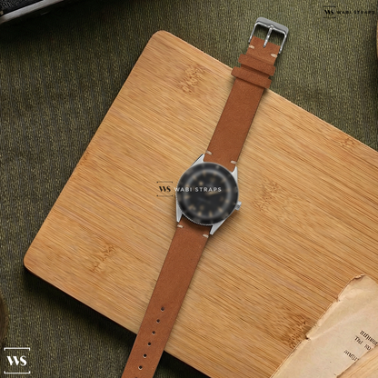 Tan Fuzzy Grain Leather Watch Strap on Omega Omega SeaMaster 300M Black Dial Black Bezel Co-Axial 41MM