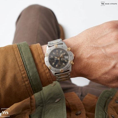 Gold/Silver Punk Metal Watch Bracelet on TAG Heuer Professional 2000 Chronograph 40991363/AS08604