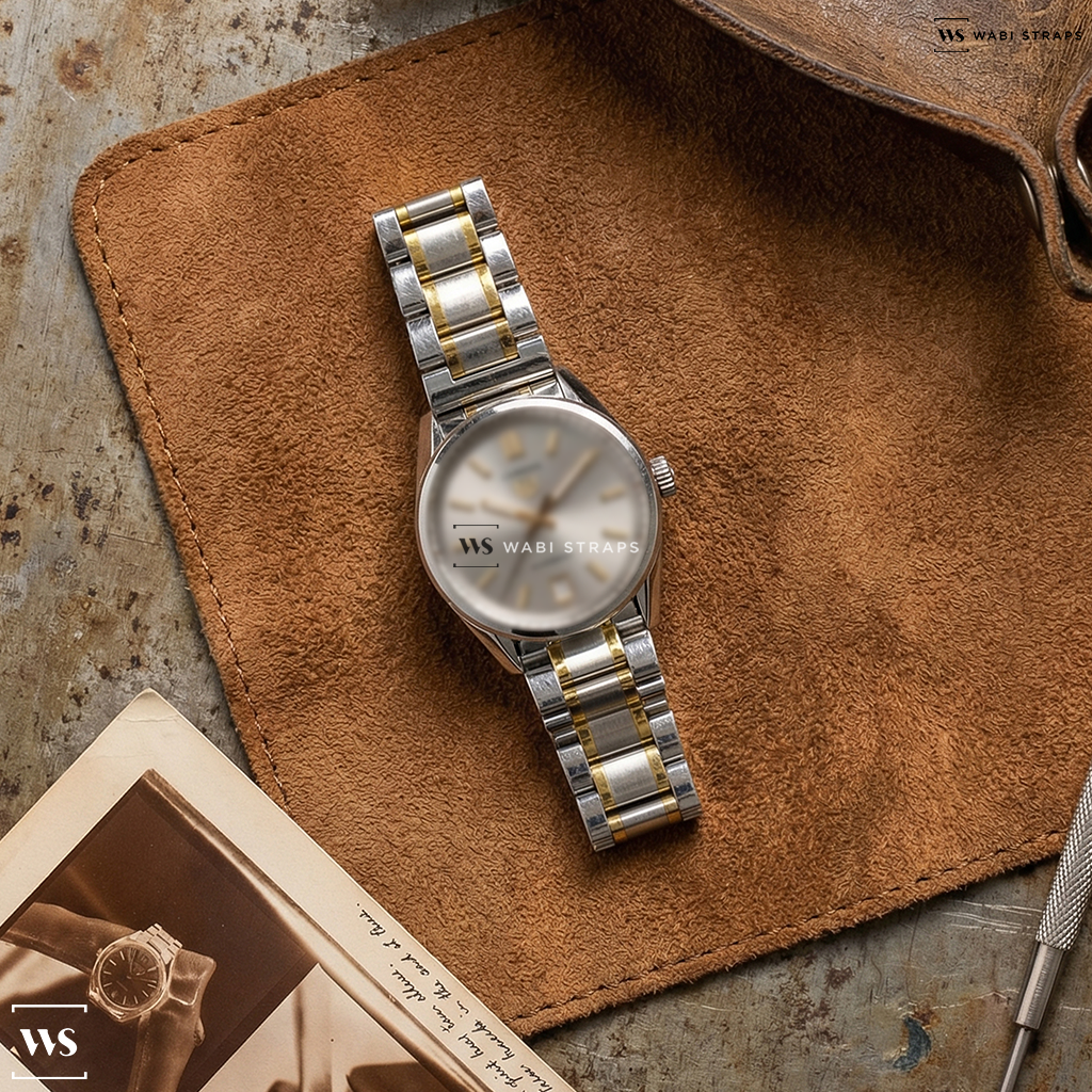Gold/Silver Matte/Polished Metal Watch Bracelet on Tag Heuer Carrera