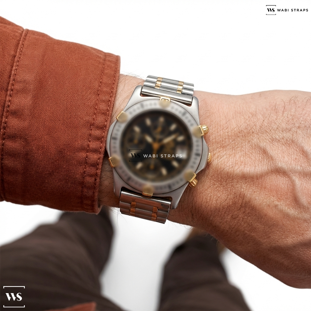 Gold/Silver Matte/Polished Metal Watch Bracelet on Tag Heuer 2000 Automatic Chronograph