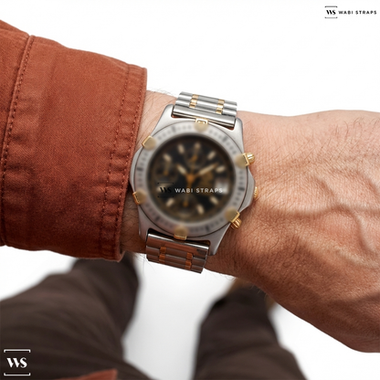 Gold/Silver Matte/Polished Metal Watch Bracelet on Tag Heuer 2000 Automatic Chronograph