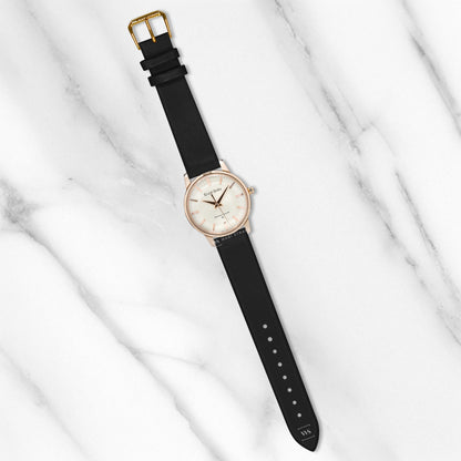 Black Ultra Thin Bonded Leather Strap