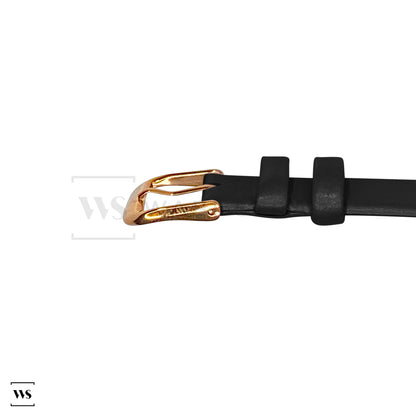 Black Ultra Thin Bonded Leather Strap