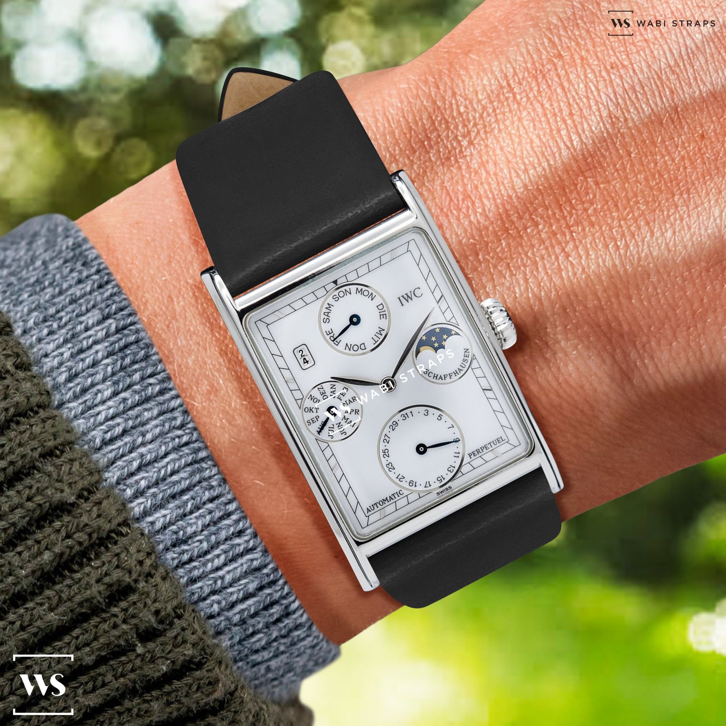 Black Ultra Thin Bonded Leather Strap