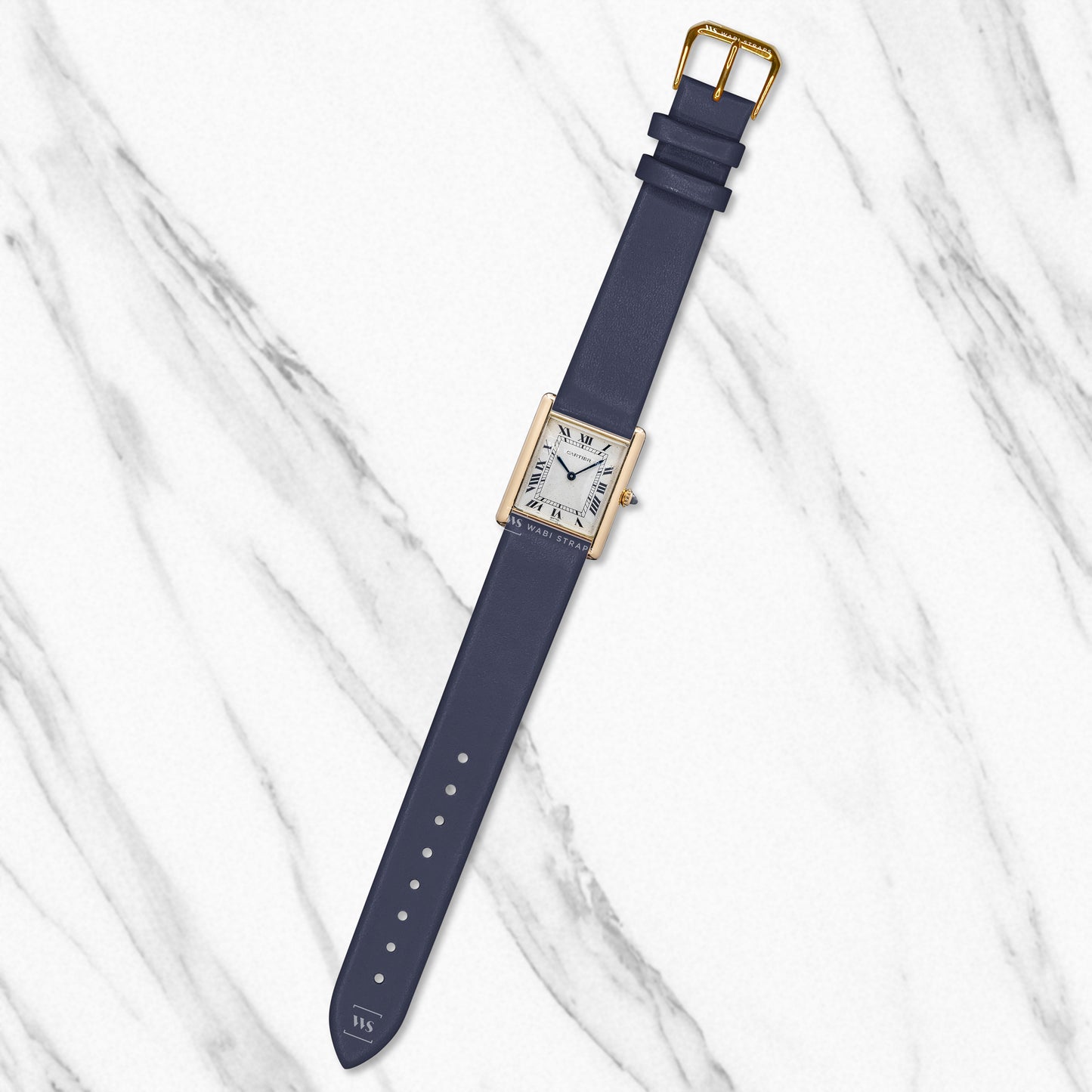 Blue Ultra Thin Bonded Leather Strap