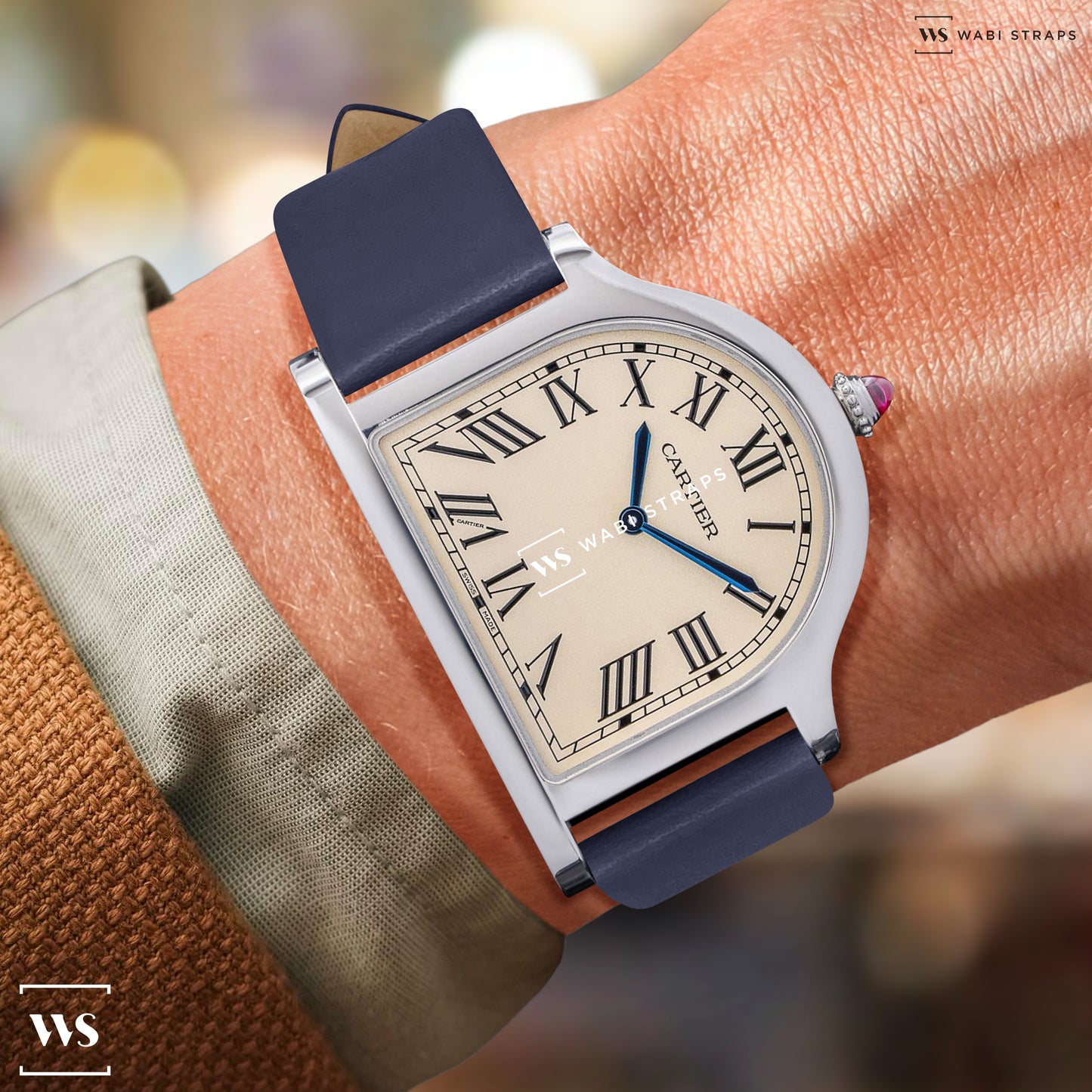 Blue Ultra Thin Bonded Leather Strap