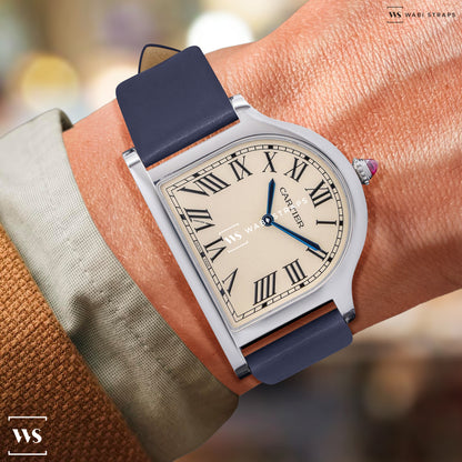 Blue Ultra Thin Bonded Leather Strap