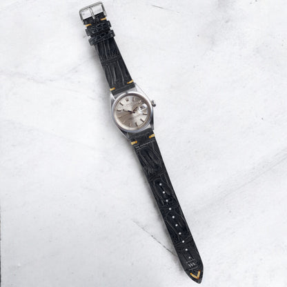 Black Bamboo Vintage Leather Strap
