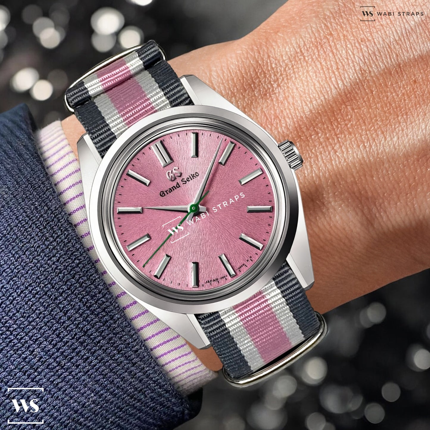 Grey, White & Pink Retro British Military Watch Strap