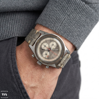 White Embossed Leather Watch Strap on Girard Perregaux Olimpico Chronograph