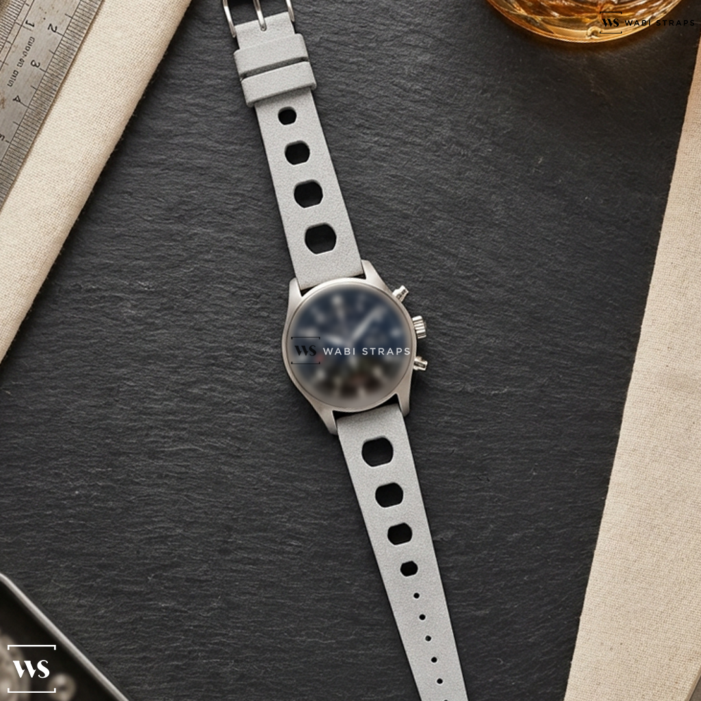 White Perforated Silicone Watch Strap on IWC Pilot's Chronograph IW371701