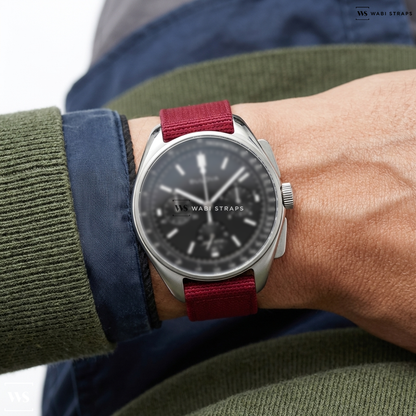 Red Basic Nylon Watch Strap on Bulova Lunar Pilot 43.5