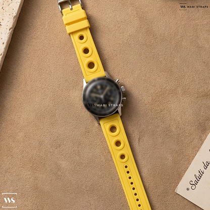 Yellow Perforated Rubber Watch Strap on Blancpain Air Command AC01 Flyback Chronograph Limited